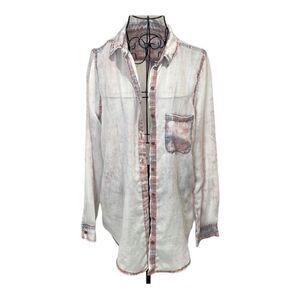Paper + Crane Small Twist-Front Button-Down Plaid Shirt size S